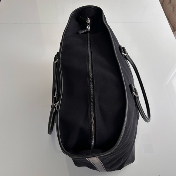 Coach canvas extra large weekender canvas black tote leather trim double zipper - Picture 10 of 14